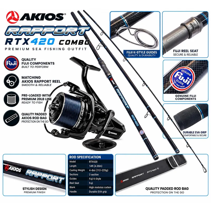 Akios Rapport RTX420 Premium Sea Combo - Akios Rapport RTX420 Premium Sea Fishing Combo