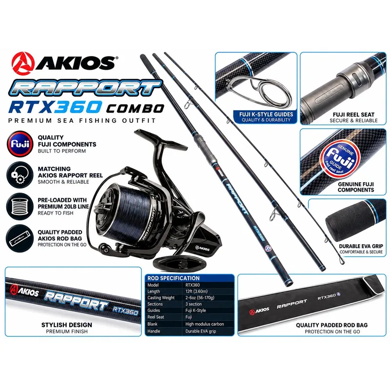 Akios Rapport RTX360 Premium Sea Combo - Akios Rapport RTX360 Premium Sea Fishing Combo