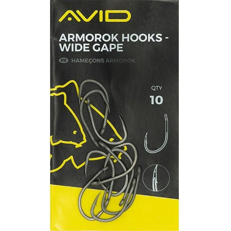 Avid Carp Armorok Wide Gape Hooks - 8, Barbed