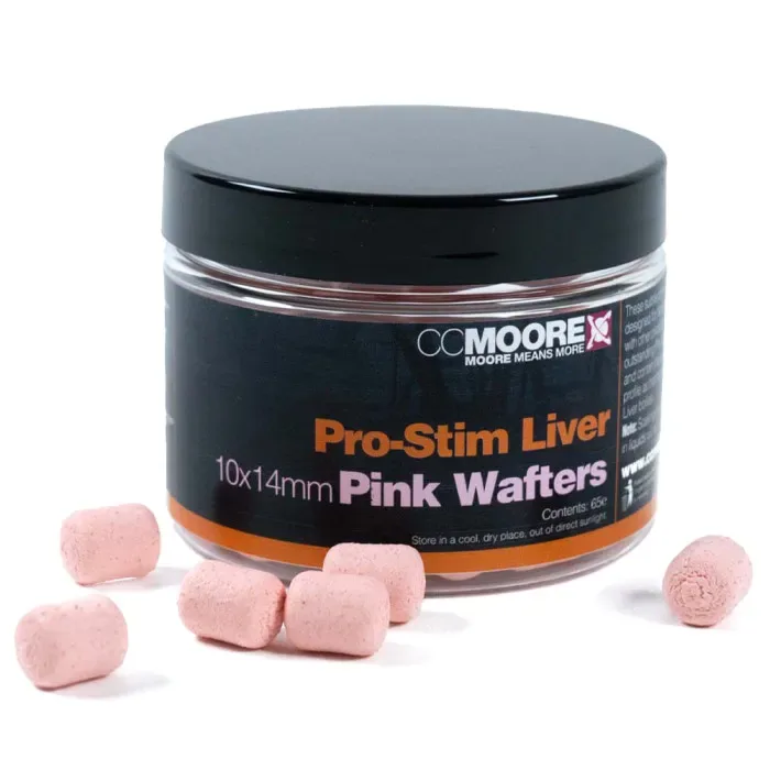 CC Moore Pro-Stim Liver Fluoro Dumbell Wafters 10x14mm — Pink