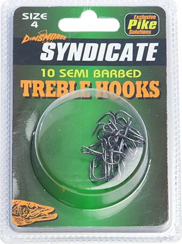 Dinsmores Syndicate Semi Barbed Treble Hooks