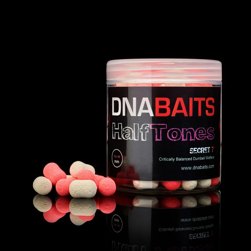 DNA Baits Half Tones Dumbell Wafters — 14x18mm, Pink/White, Secret 7