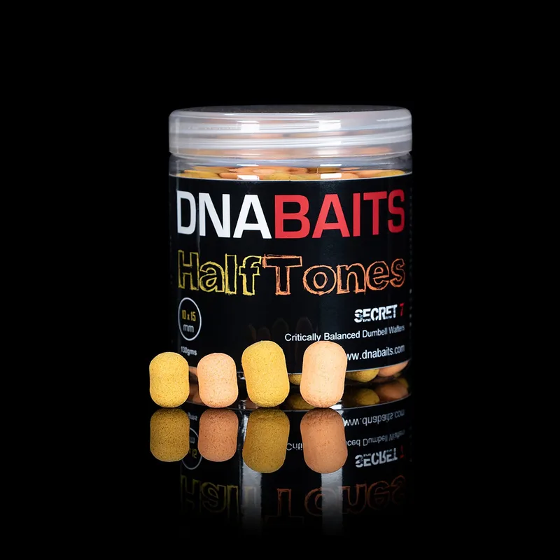 DNA Baits Half Tones Dumbell Wafters — 10x15mm, Yellow/Orange, Secret 7