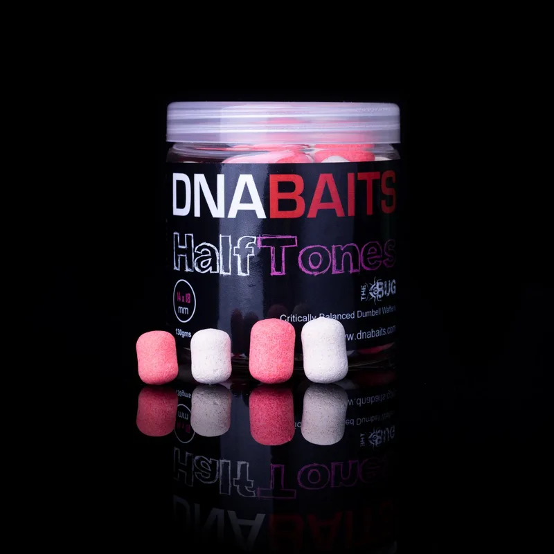 DNA Baits Half Tones Dumbell Wafters — 14x18mm, Pink/White, The Bug