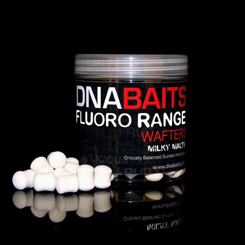 DNA Baits Fluoro Dumbell Wafters — 14x18mm, Milky Malts