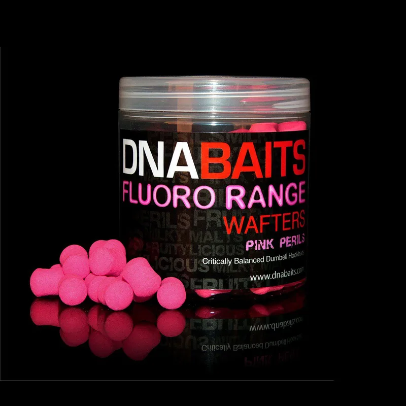 DNA Baits Fluoro Dumbell Wafters — 14x18mm, Pink Perils
