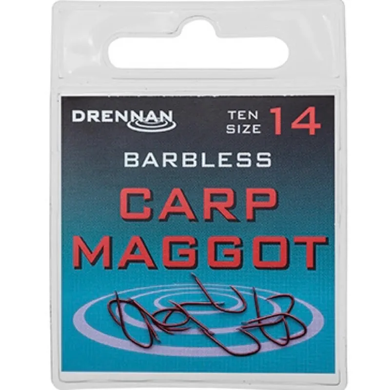 Drennan Carp Maggot Spade End Barbless Hooks - 14