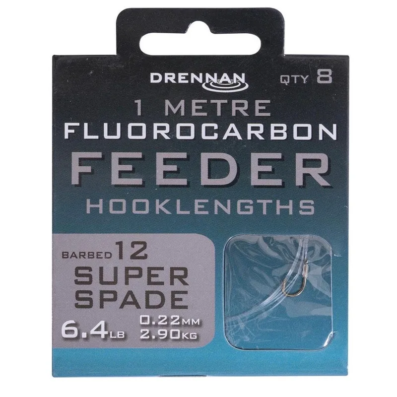 Drennan Fluorocarbon Feeder Super Spade Hooks to Nylon - 16