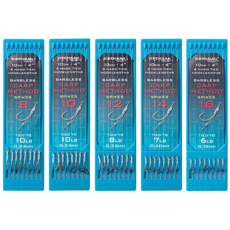 Drennan Carp Method Spike Barbless 4″ Hooks to Nylon