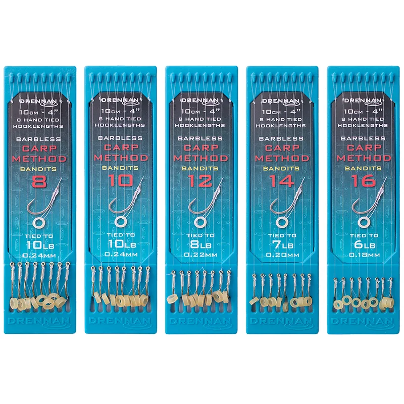 Drennan Carp Method Bandit Barbless 4″ Hooks to Nylon