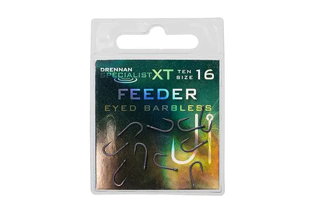 Drennan Specialist XT Feeder Eyed Hooks — 16, Barbless