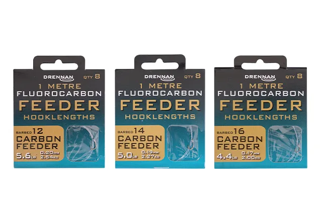 Drennan Fluorocarbon Feeder Carbon Hooks to Nylon
