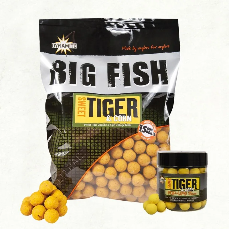 Dynamite Baits Big Fish Sweet Tiger and Corn Boilies - 15mm, 1kg