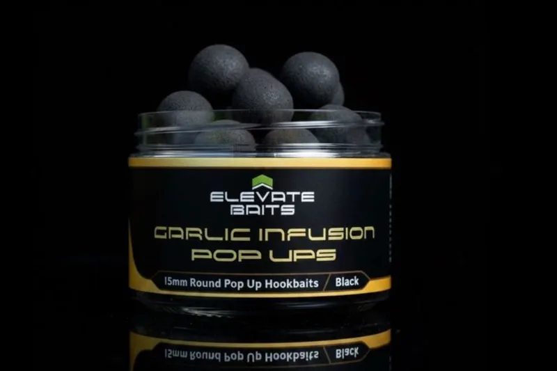 Elevate Baits Garlic Infusion 15mm Black Pop Ups