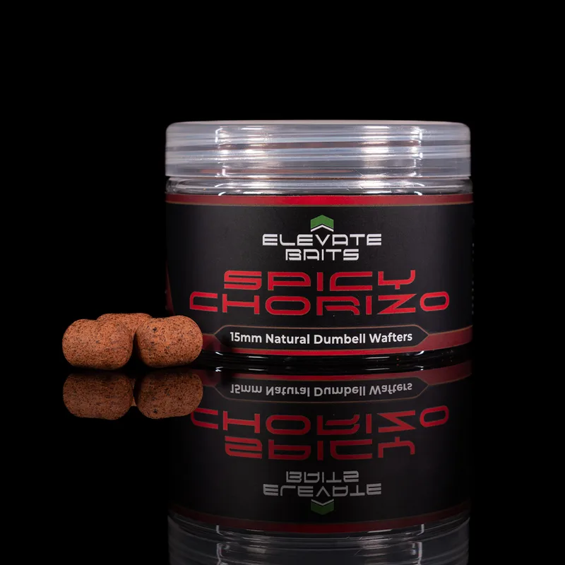Elevate Baits Spicy Chorizo Natural Dumbell Wafters 15mm x 12mm