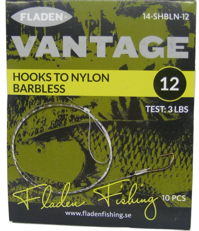 Fladen Vantage Barbless Hooks to Nylon - 14