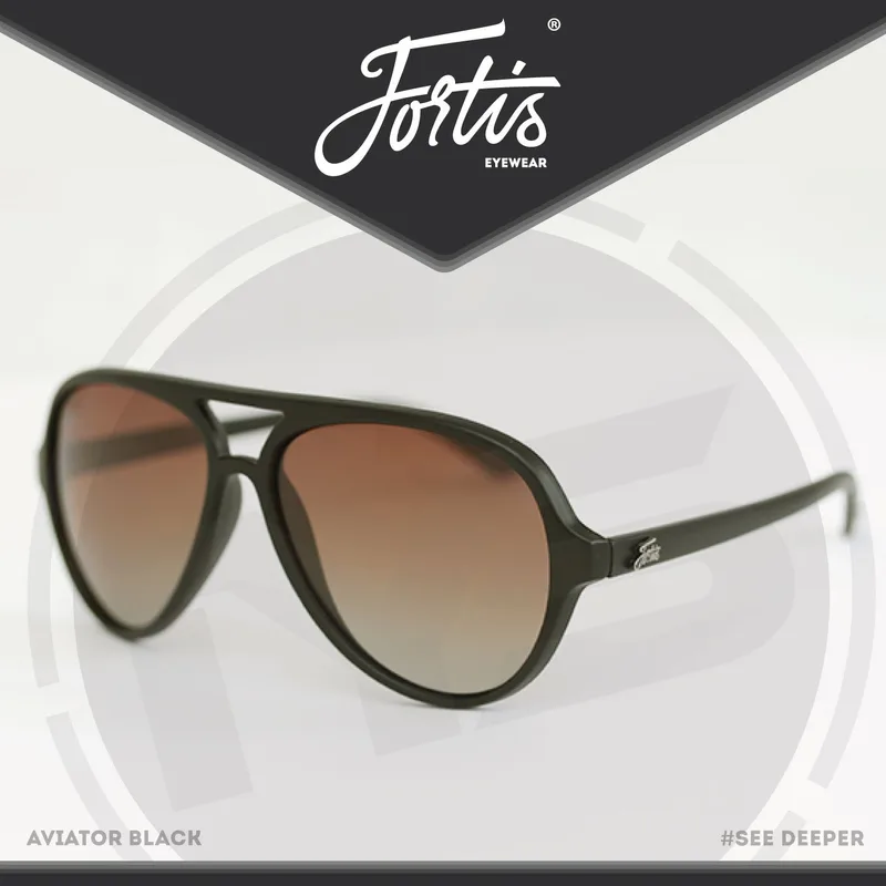 Fortis Aviators Polarised Sunglasses — Black