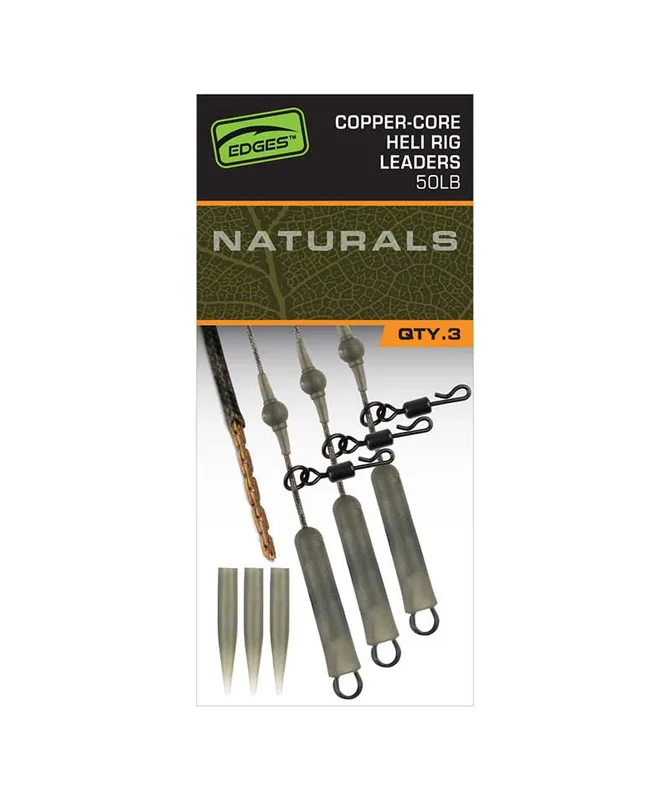 Fox Edges Naturals Copper-Core Leaders — Heli Rig Leaders x3