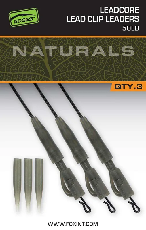 Fox Edges Naturals Leadcore Power Grip Lead Clip Leaders 50lb