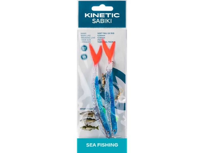 Kinetic Sabiki Soft Tail UV - Blue Firetail