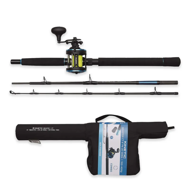 Kinetic Beaster CT Saltwater Combo - Rod & Reel Sea Combo - 3pc - Kinetic Beaster CT Saltwater Combo - Rod & Reel Sea Fishing Combo - 3pc 6ft | P8 | 100-400g | 3 SEC