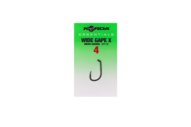 Korda Essentials Wide Gape X Hooks — 2, Barbed