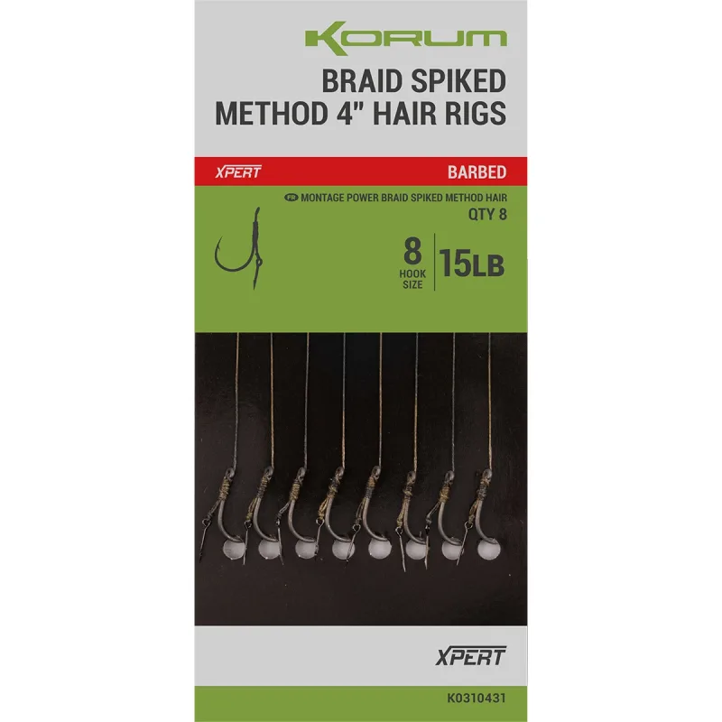 Korum Power Braid Spiked Method Hair Rigs 15lb