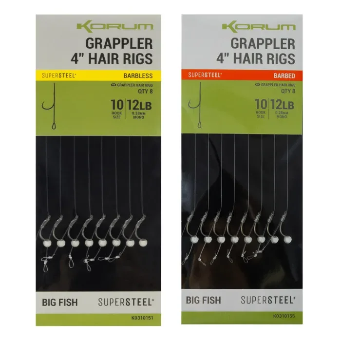 Korum Big Fish Grappler Hair Rigs 4″
