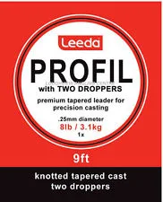 Leeda Profil Casts Wetfly Knotted Tapered Leader 9ft