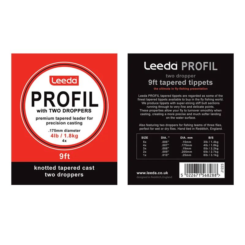 Leeda Profil Casts Wetfly Knotted Tapered Leader 9ft