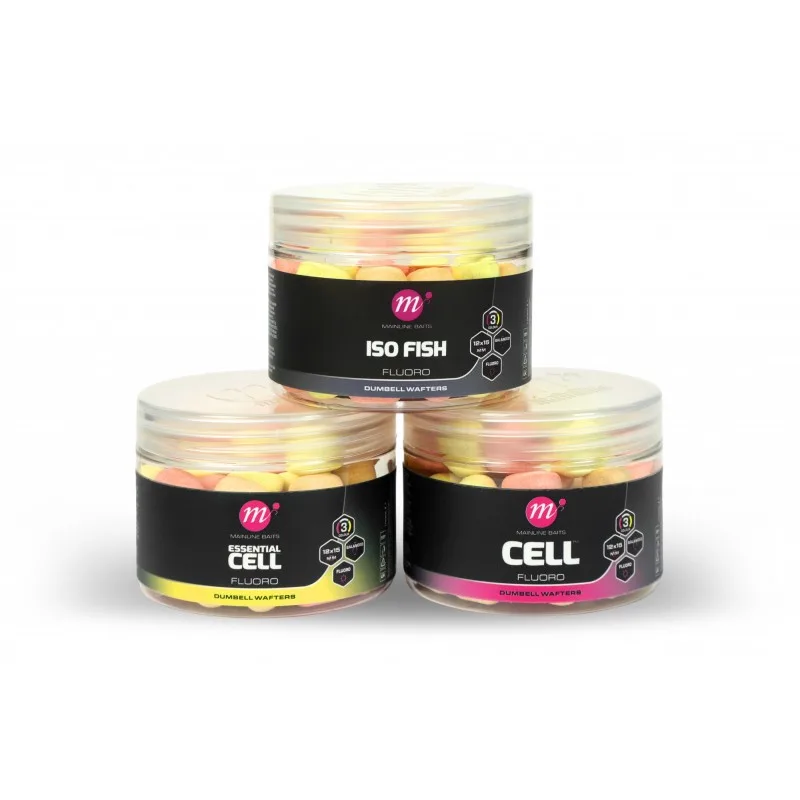 Mainline Fluoro Dumbell Wafters 15mm Pink, Yellow & White Mix