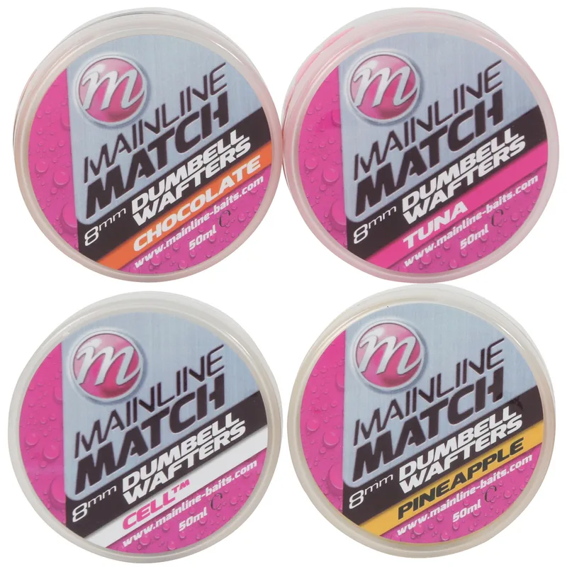 Mainline Match Dumbell Wafters — 10mm, White Cell