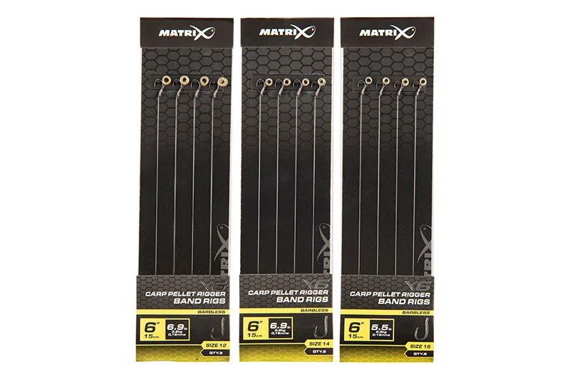 Matrix X6 Carp Pellet Rigger 15cm Band Rigs - 12, 0.18mm
