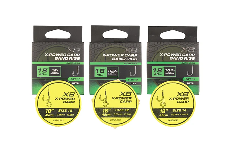Matrix X8 X-Power Carp 45cm Band Rigs - 10, 0.26mm