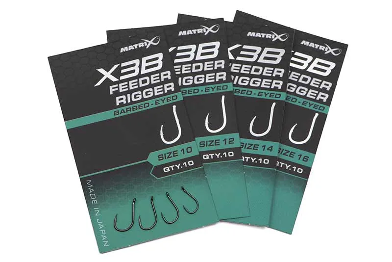 Matrix X3B Feeder Rigger Barbed Eyed Hooks