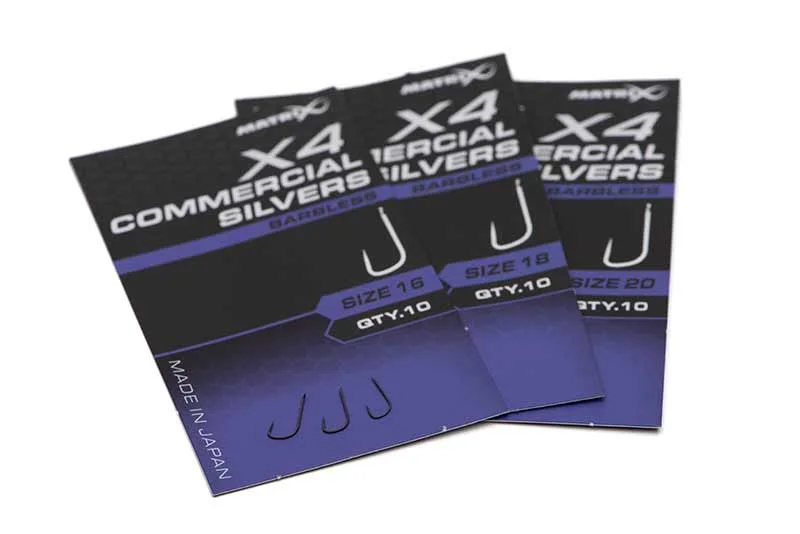 Matrix X4 Commercial Silvers Barbless Hook