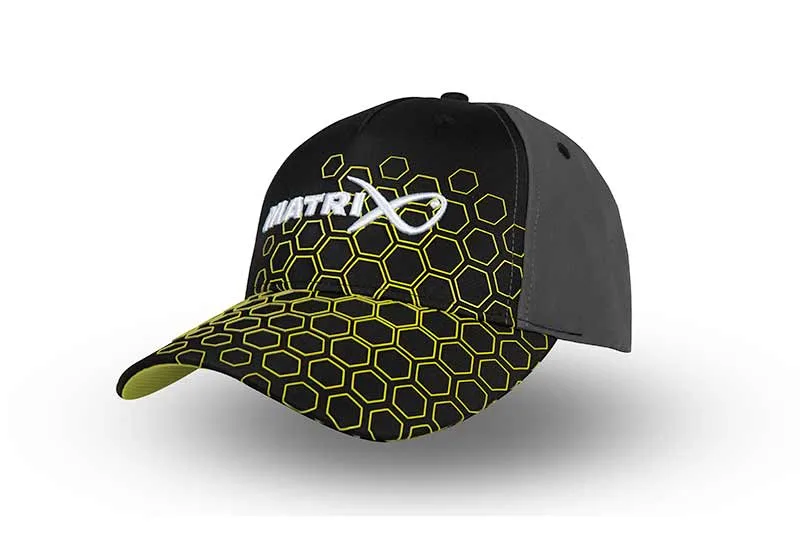 Matrix Hex Print Baseball Cap — Black