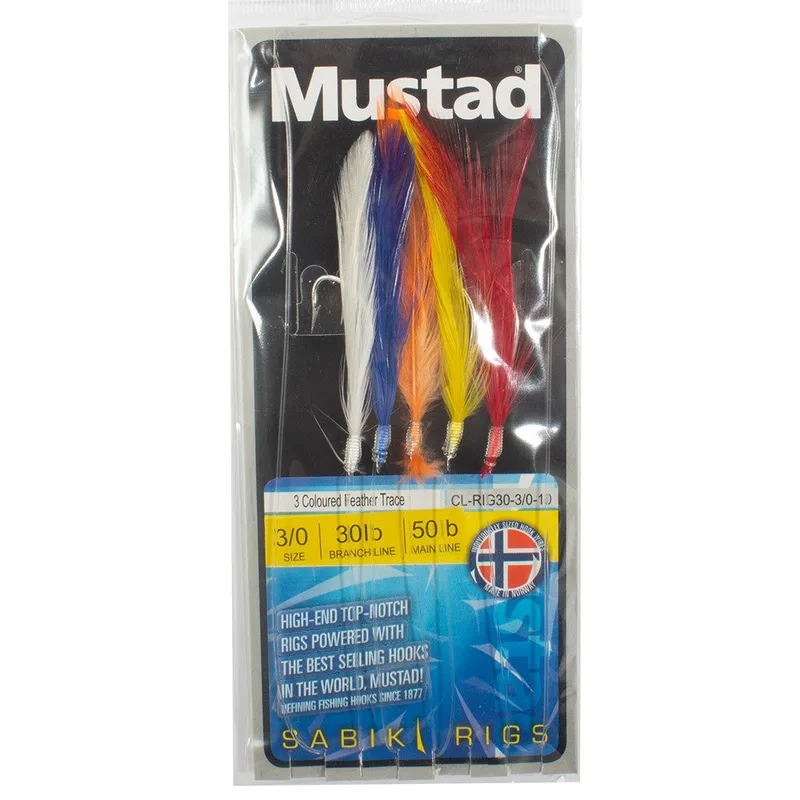 Mustad 5 Hook Multi Colour Feather Rig