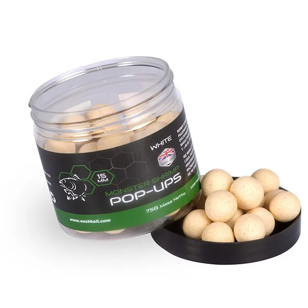Nash Monster Shrimp Pop Ups — 15mm, White