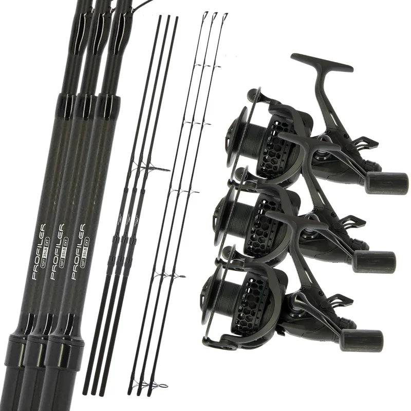 NGT 10ft Profiler Rods x3 & CR60 Reels x3