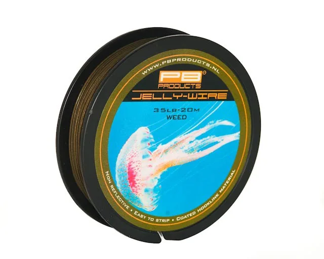 PB Products Jelly Wire Coated Hooklink 20m - Weed, 25lb