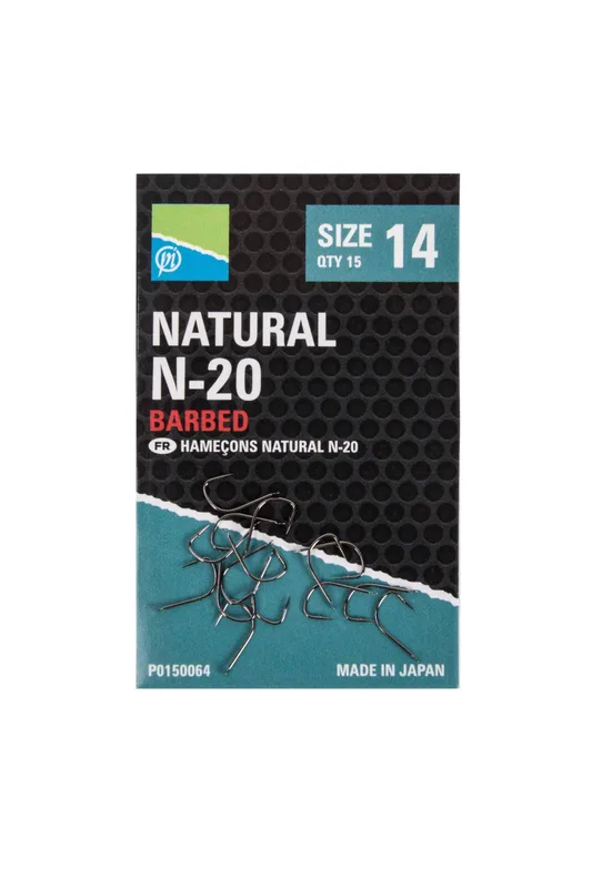 Preston Innovations Preston Natural N-20 Barbed Hooks - 12