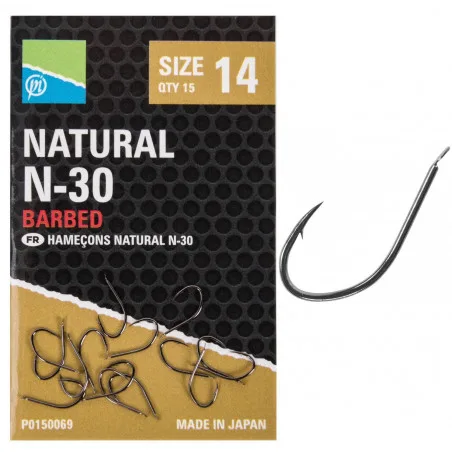 Preston Innovations Preston Natural N-30 Barbed Hooks - 16