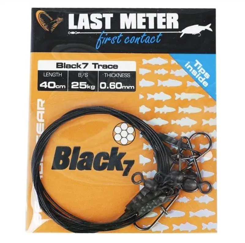 Savage Gear Black7 Trace — 30cm, 0.45mm, 11kg, Swivel / Needle Snap