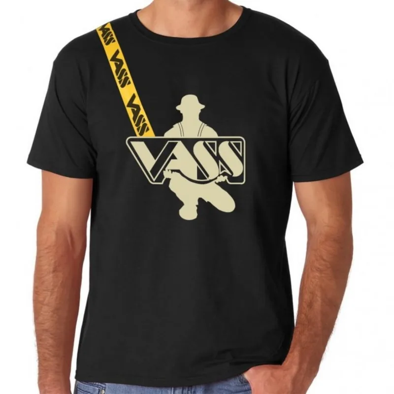 Vass Black Printed T Shirt with Strap