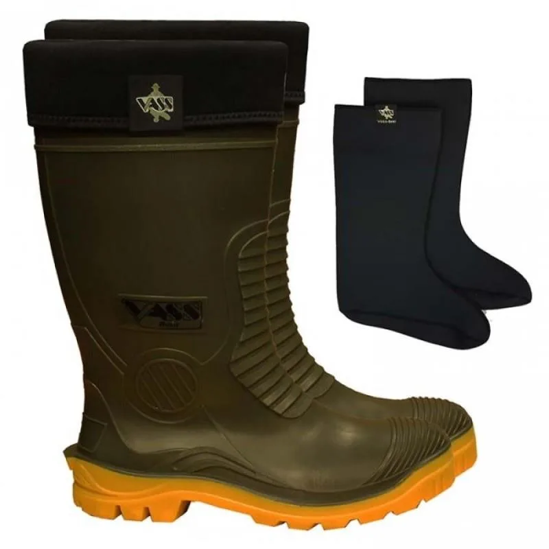 Vass E Winter Boot Khaki/Yellow Neoprene Liner, 12, Studded