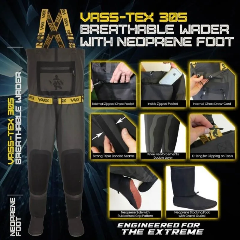 Vass-Tex 305 Breathable Chest Wader Stocking Foot