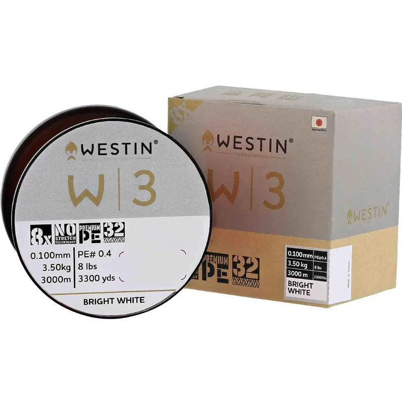 Westin W3 8-Braid Bright White - 3000m, 0.08mm, 7lb